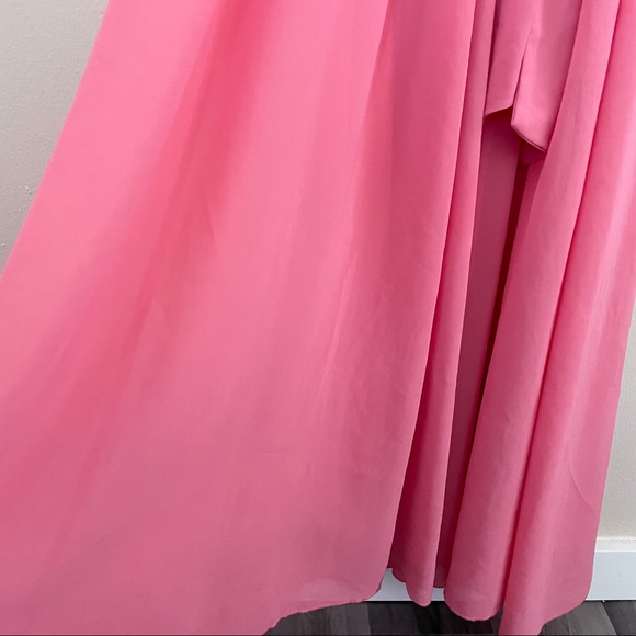 ‼️SOLD‼️ PinkBlush Coral Chiffon Long Sleeve Pleated Maternity Maxi Dress - Picture 10 of 16